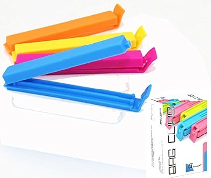 Ascension 18Pc 3 Different Size Plastic Food Snack Bag Pouch Clip Sealer For Keeping Food Fresh (Multi Color)