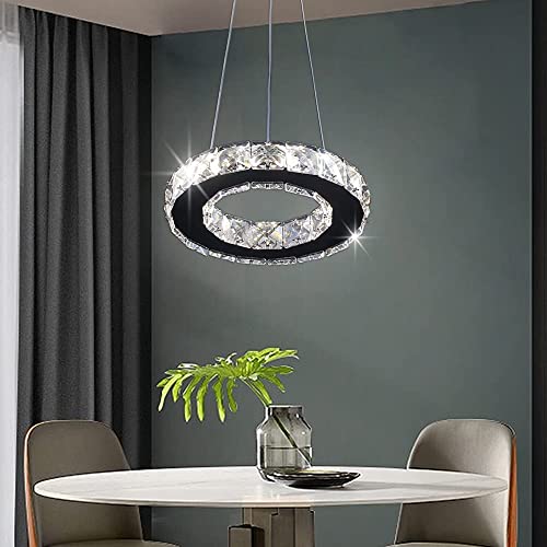 Modern Crystal Chandeliers Led Pendant Lighting Round Ring Chrome Flush Mount Ceiling Light Fixture Mini Chandeliers For Dining Room Kitchen Island Hallway #TOP14