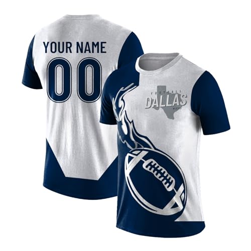 T-Shirt Football Personnalisé Imprimé 3D Sportswear Homme Crew Neck Doux