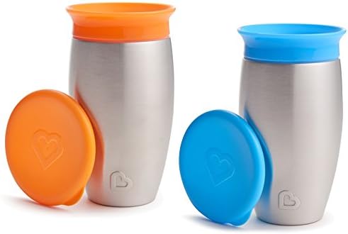 Munchkin 2 Pack Miracle 360 No Spill Sippy Cup, 10 Ounce, Orange/Blue