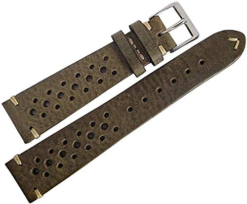 Fluco Hunter Racing Vintage Uhrenarmband, 20 mm, Leder Grün