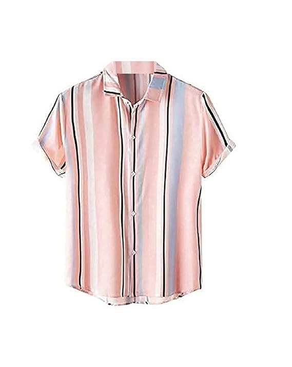 Image of Men's Striped Slim Fit Half Sleeves Stratchable Printed Shirt