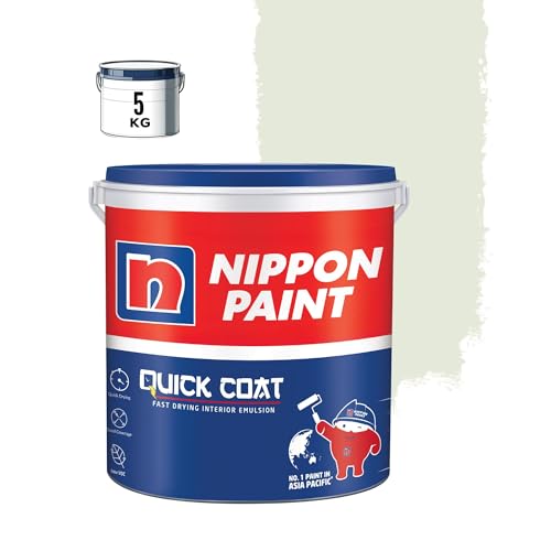 Image of Nippon Paint Quick Coat Interior Emulsion Paint - 5 KG (GARDENIA)-Quick Drying, Good Coverage, Low VOC-Paint for Wall, Living Room
