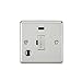 Price comparison product image 13A Fused Spur Unit with Neon & Flex Outlet - Rounded Edge Brushed Chrome