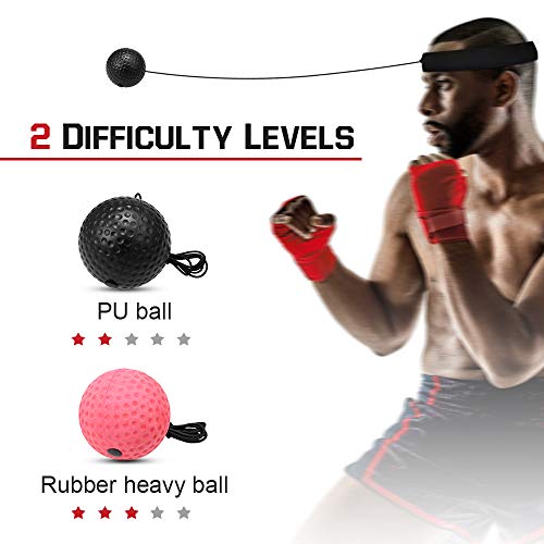 Bola de boxe, Andoer Conjunto de bolas de reflexo de boxe 2 níveis de bolas de treino de soco com fa