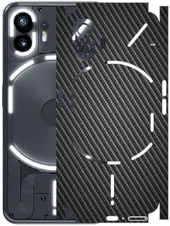 AtOdds - Full Body Back Screen Guard Protector Film - 3D Textured Lamination Wrap Skin Sticker for Nothing Phone 2 (5G) | Scratchproof Matte Finish (Design - Black CF)