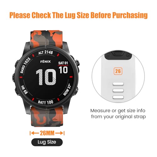 Compatible with Garmin Fenix 6X Pro/7X Pro/7X/6X/5X/5X Plus/3/3 HR Strap, 26mm Quickfit Strap for Descent MK1/Mk2/Mk2i, D2 Delta PX, Enduro 2, Tactix Delta - Image 2