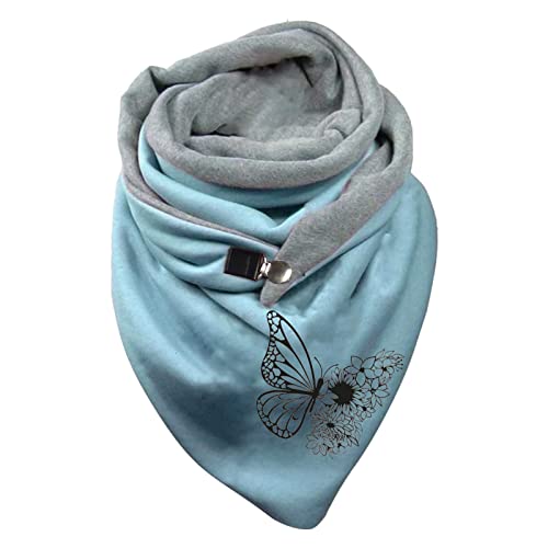 Prevently Mujer Otoño e Invierno Forro Polar Impresión Cálida Doble Costura Triángulo Hebilla Bufanda Bufanda Correr Invierno, Azul n.º 2., Talla única