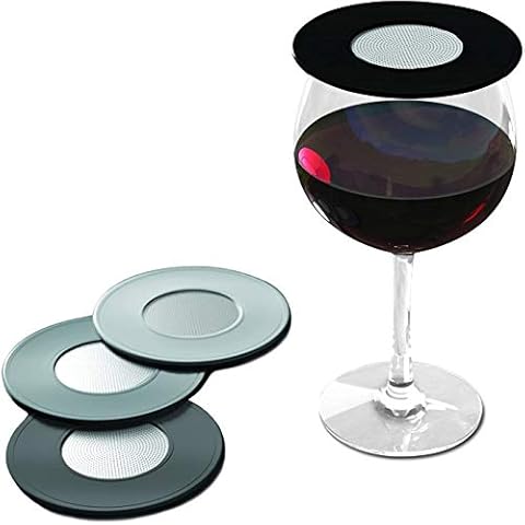 Drink Tops Ventilated Silicone Wine Glass Covers - Weighted Cover with Screen Allows Wine to Breathe - Outdoor Wine Glass Covers to Keep Particles Out - BPA Free - 4pk Cover