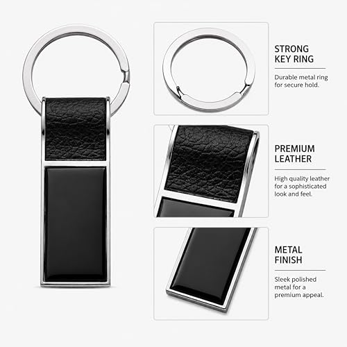 Image of Personalized Double-Sided Metal Keychain, Premium Silver Finish, Custom Name Engraving, Elegant Gift Key Ring for Men, Women