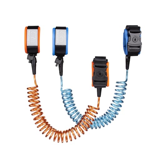 8.2Ft+4.92Ft Child Safety Harness Leash with Lock & Reflective Straps -2 Pack Anti Lost Walking Reins for Toddlers, Kids in Shopping, Airport, Zoo & Theme Park (Blue+Orange)