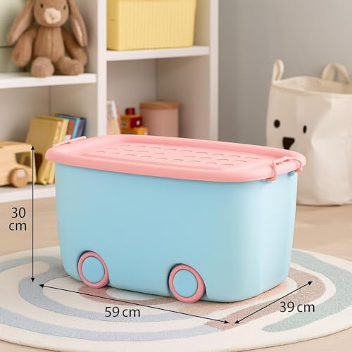 Image of 25 Liters /Toy Storage Box Large Size /Toy Storage Organiser /Toy Basket Storage Box for Kids Big Size Storage Container Box Stackable /Wheels /Locking Lid & Handle (2)