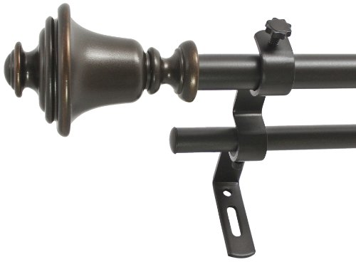 Decopolitan Bell 5/8" Double Curtain Rod Set, 48 to 86 Inches, Vintage Bronze
