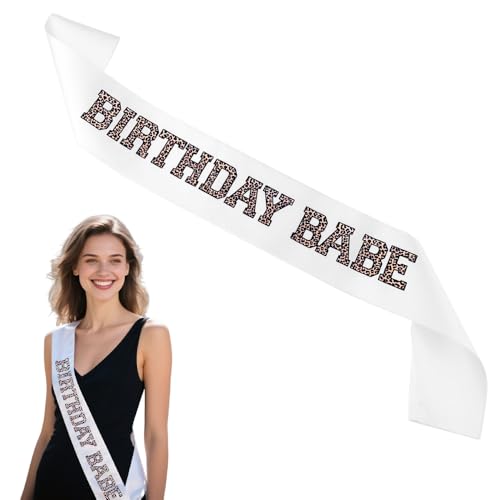 Leopard Happy Birthday Sash for Women 21st 70th 60th Birthday Gifts for Her Women Leopard Print Birthday Babe Sash for Wife Girlfriend Friend Birthday Gift for Woman Animal Print Bday Party Decor
