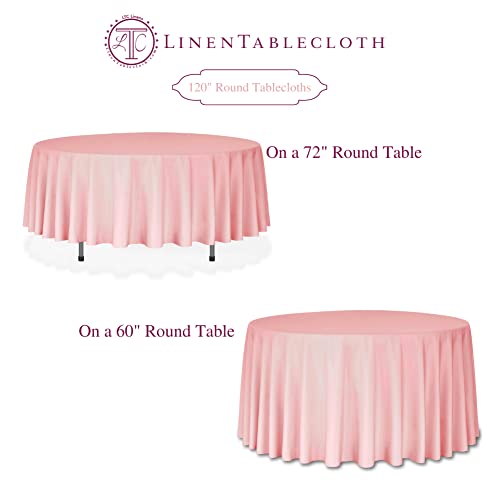 Linentablecloth 120-Inch Round Polyester Tablecloth Pink #TOP6