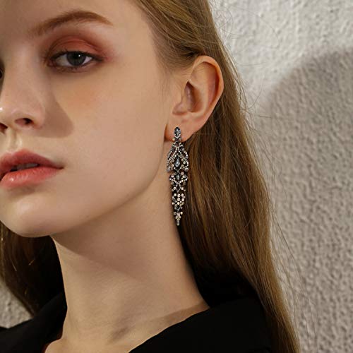 BriLove Women's Wedding Bridal Crystal Cluster Teardrop Dangle Earrings2