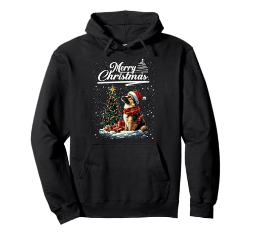Merry Christmas German Shepherd Santa Hat Dog Lovers Xmas Sudadera con Capucha
