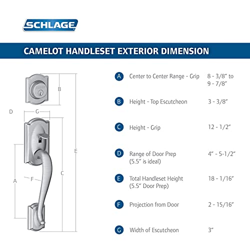 Image of Schlage FE285-CAM-ACC-LH Camelot Lower Handleset for Electronic Keypad with Acce, Polished Chrome