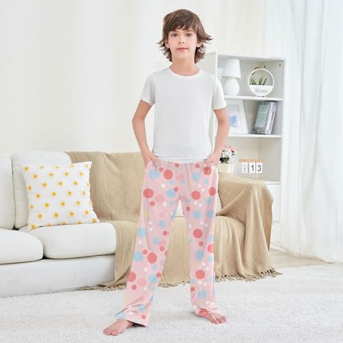 Boys' Pants Red Blue Polka Dot Long Bottoms Jogger Pants Elastic Waist Trousers with Pockets S-XL3