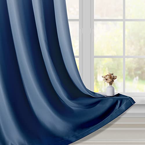 Homeideas Navy Blue Ombre Blackout Curtains 52 X 84 Inch Length Gradient Room Darkening Thermal Insulated Energy Saving Grommet 2 Panels Window Drapes For Living Room/Bedroom #TOP3