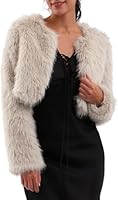 Amazhiyu Pelzmantel Damen, Felljacke Kurz Kunstfell Jacke Kunstpelz Mantel, Plüsch Pelzjacke Fleecemantel Langarm Faux Fur Coat, Wintermantel Jacken Offenem Kragen, Aprikose, S