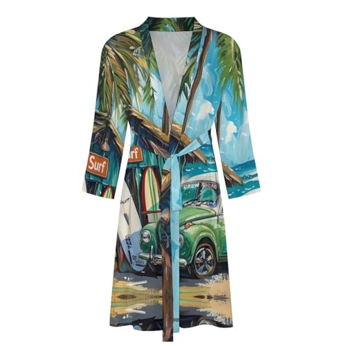 Beach Surf Car Palm Funny Men's Robe Soft Lightweight Bathrobe Long-sleeve Spa Robes4