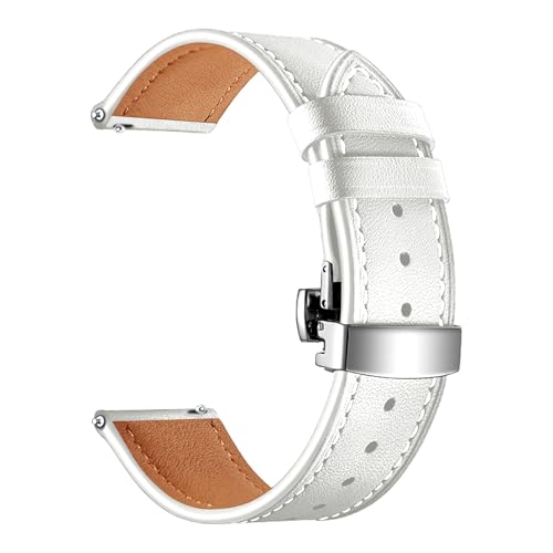 Image of ACM Watch Strap 20mm compatible with Compaq Q Watch Smartwatch | Luxury Leather Clasp Lock Belt Band