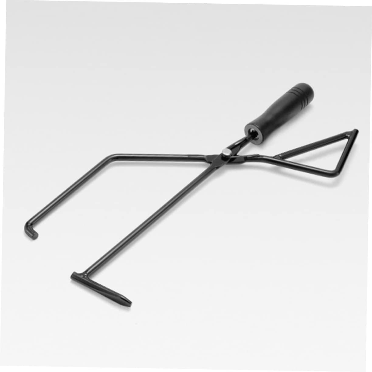 Pinzas para Carbón al Aire Libre con Mango de Madera y Hierro Negro | Portátil, para Fogatas y Hogar, Clip para Fuego de Barbacoa, Accesorios de Camping