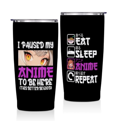 Anime Gifts Anime Merch 20 oz Tumbler Kawaii Stuff Anime Stuff Manga Coffee Mug Funny Insulated Tumblers Thermal Cup for Sports Travel Birthday Japanese Gifts for Anime Lovers Fans Women Men Girls