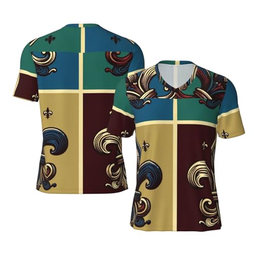 Stylish Athletic Sports Jersey Fleur-De-Lis Men's Rugby Jersey Medium Black