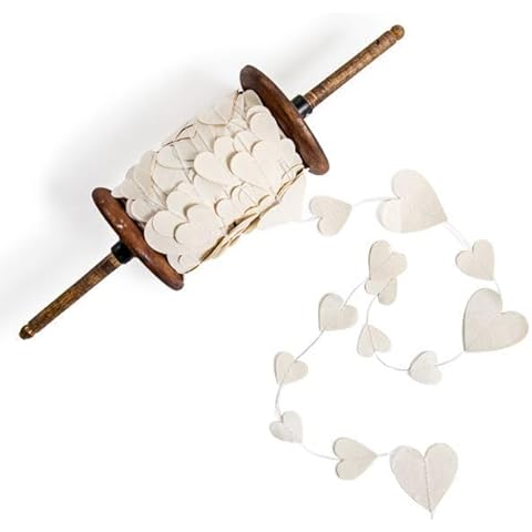 Sugarboo Beige Heart Garland - 27 Yards Handmade Love Knot Banner - Rustic Chic Wedding Decor, Holiday Accent, and Artisanal Party Accessory Cover