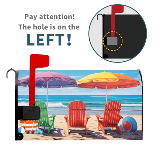 Image of Summer Mailbox Covers Magnetic Beach Mailbox Cover Ocean Sea Magnetic Mailbox Cover Mailbox Wraps Standard Size 25.5 inch X 21 inch Holiday Garden Mailboxs Decorations for Outside Home