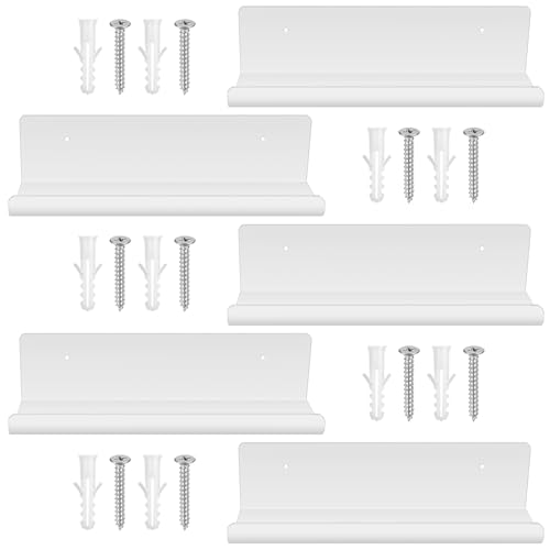 qxayxa 5 Pzs Estantes de Pared, 32 cm Estantería Pared, Estantes Baño, Estantes Flotantes, Estanterías Decorativas en Acrílico para Dormitorio, Habitación, Sala de Estar, Cocina, Salón (Blanco)