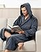 NY Threads Mens Robe with Hood, Luxury Plush Fleece Hooded Mens Bathrobe, Spa Bath Robe for Men, Large/X-Large, Grey