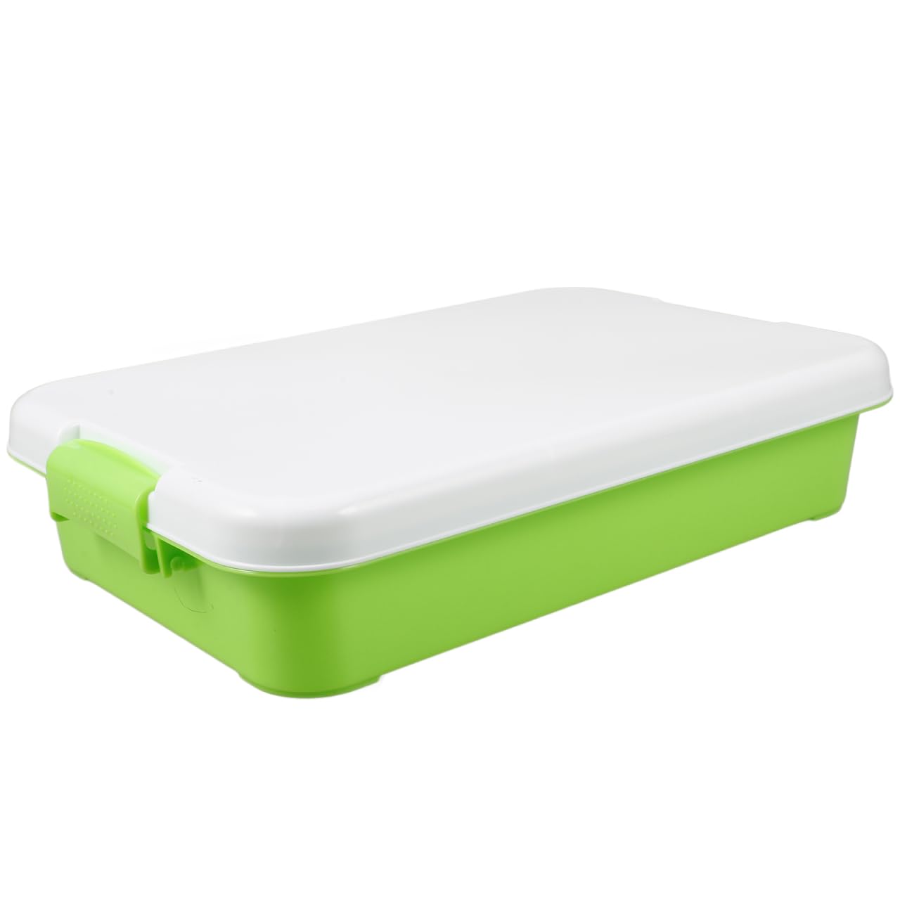Healeved Portable Plastic Sand Box with Lid, Small Green and White Sandbox Tray for Outdoor Play and Storage, Lightweight Sand Tray for Sensory Activities and Travel