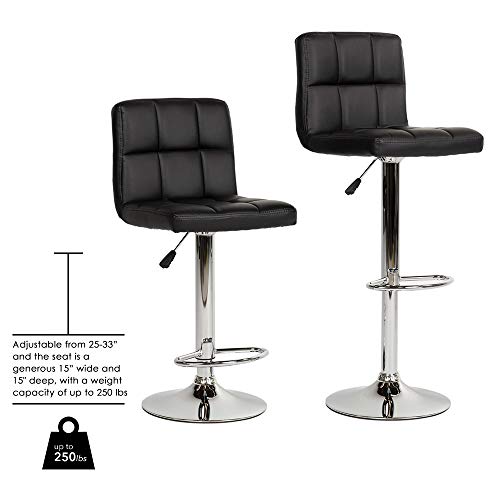 BestOffice Counter Height Bar Stools Set of 2 PU Leather Swivel BarStools for Kitchen Stool Height Adjustable Counter Stool Barstools Dining Chair with Back