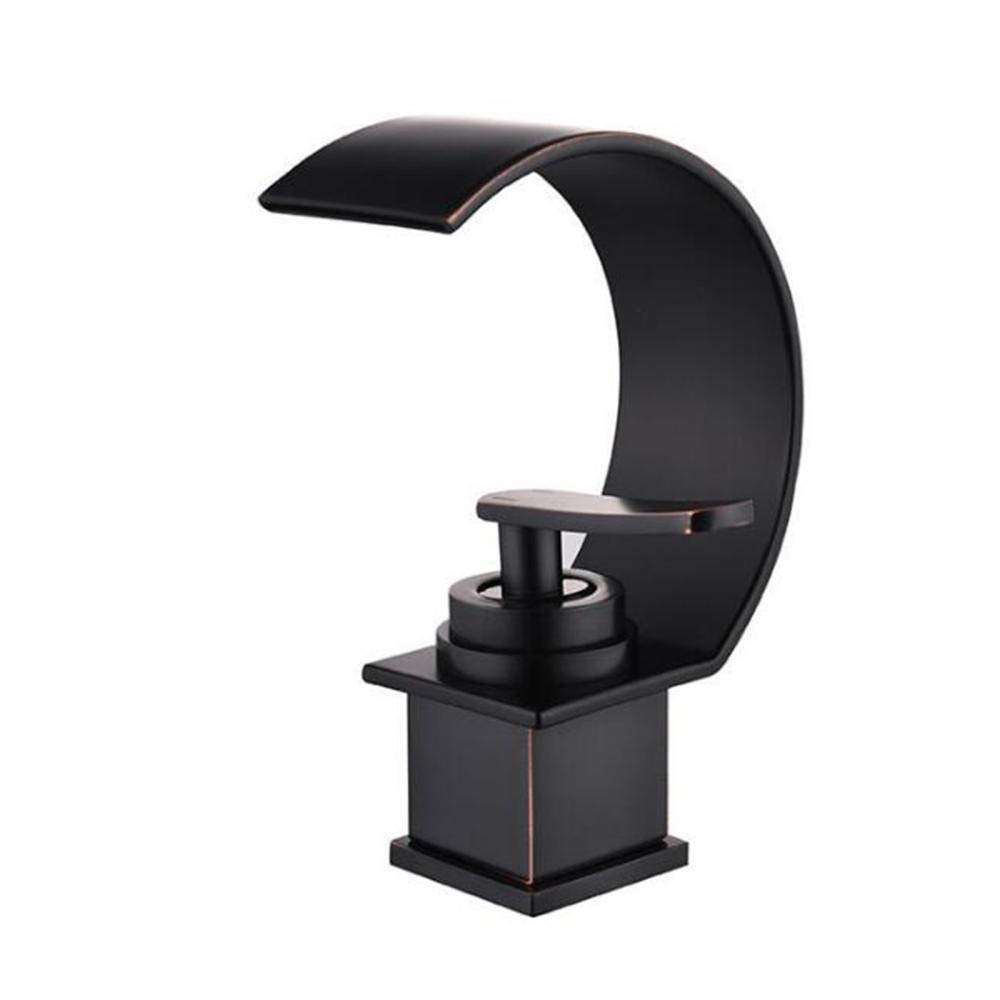 Robinet mitigeur de lavabo cascade noir monocommande eau chaude et froide pour salle de bain moderne