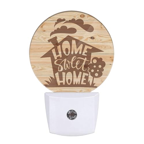 Image of Novelty Night Light Home Sweet Home Wooden Night Lights Plug into Wall for Boys Girls, Plug-in Nightlight 0.5W LED Lighting for Stairway Hallway Bedroom