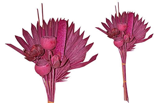 finehomegarden Exoten Sortiment 10-teilig Trockenblumen Strauß Boho Style Exotic Palmspeer brombeer Frosted 60cm Grabaufleger Trauerfloristik Allerheiligen Herbstdeko Totensonntag