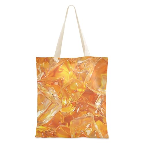 Bolsa de lona transparente naranja personalizable para mujer, para uso diario, de algodón, Hielo transparente naranja, 1 size