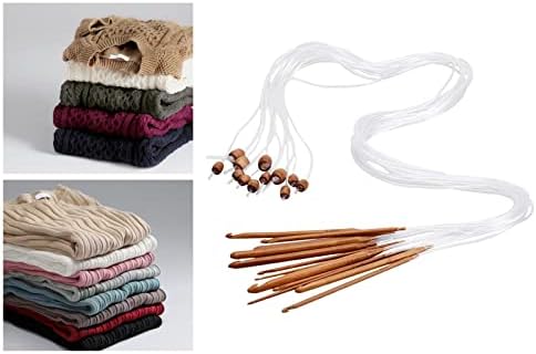 Luwecf Knitting Bamboo Crochet Hooks Set Circular Crochet Hooks Yarn Weaving Tool with Lightweight Smooth Finish for, E — view 6