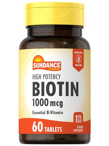 Sundance High Potency Biotin 1,000 mcg Supplement | Essential B Vitamin Tablets | Vegetarian, Non-GMO & Gluten Free
