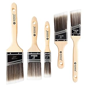 Set van 5 lakkwasten voor lak, platte kwastenset 25.4 38 52 52 63,5 millimeter met houten handvat, schilderkwast, lazuurkwasten voor lak, muurschilderen, schilderen en verven