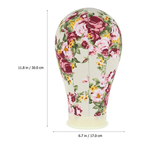 FRCOLOR Peruca Cabeça Flor Rosa Da Lona Conjunto de Cabeça Peruca Manequim Cabeça Com Suporte Cabeça