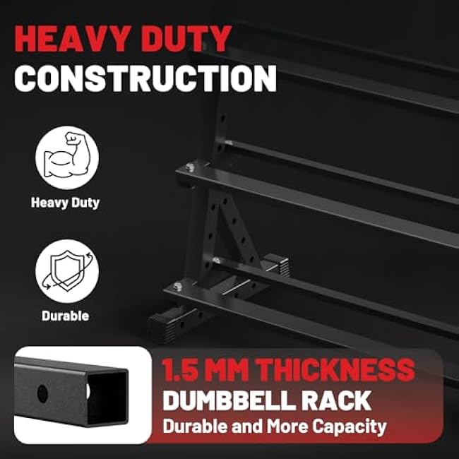 PAPABABE Hex Dumbbell Set with Rack, Rubber Encased Free Weight with Weight Storage Racks, Multiple Weight Options for Home Gym and Fitness