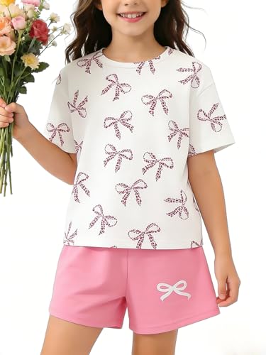 Image of Axumity Kid Toddler Girl Clothes Summer Ruffle Sleeve Figure Graphic Shirt + Shorts Summer Outfits Set