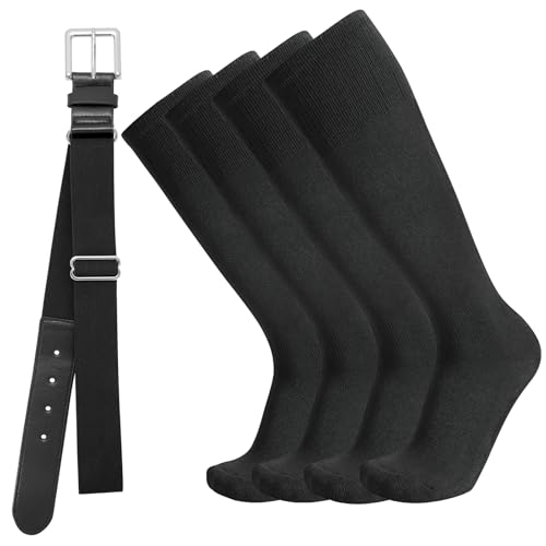 Baseball Socks and Belt Combo for Youth Adult - Softball Sock and Belt for Boys and Grils (2 Pairs of Socks & 1 Belt)