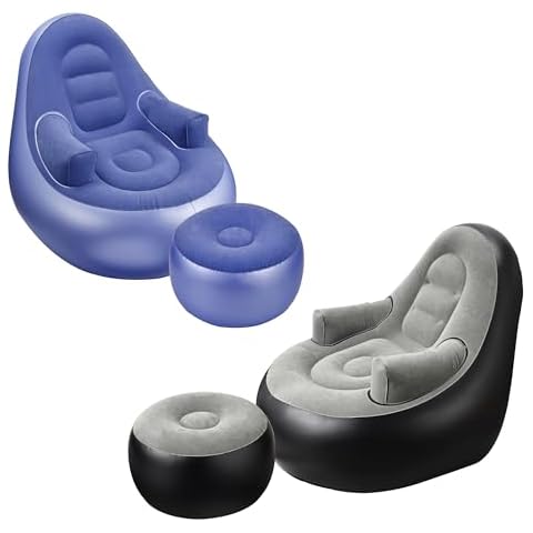 Ccinnoe Inflatable Couch with Armrest ＆ Ottoman, Blow Up Lounger Chair, Folding Lazy Sofa, Inflatable Furniture for Camping/Fishing/Party/Beach/Sunbathing/Hiking Cover