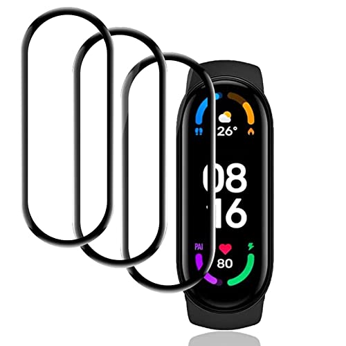 KZIOACSH [3 Pièces] Protection écran pour Xiaomi Mi Band 6/ Mi Band 6 NFC/Mi Band 5, sans Bulles, HD Clair,Transparent TPU Film Protection pour Xiaomi Mi Band 6/ Mi Band 5,Noir