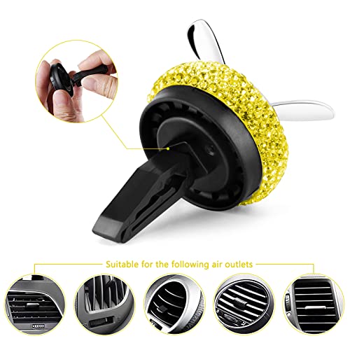 Image of eing Car Air Freshener,Turbo Spinning Car Vent Clip Fragrance Diffuser,Essential Oil Air freshener with Bling Diamonds,Stylish Propeller Shape Car Decor (1-Pack,Yellow)